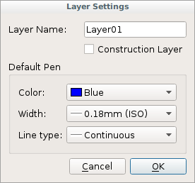 LibreCAD Layers Settings